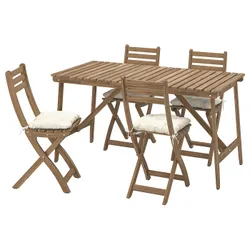 IKEA ASKHOLMEN(295.753.18) Таблиця+4 складання, садові стільці, темно -коричневий/куддарна світло -сірий -рог