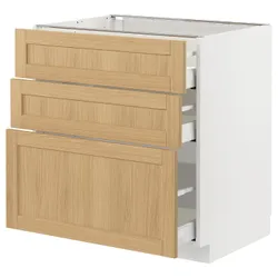 IKEA METOD / MAXIMERA(595.092.42) шафа для підлоги з 3 ящиками, білий/Дуб Форсбака