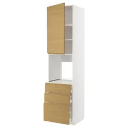 IKEA METOD / MAXIMERA(995.379.12) висока духова шафа/дверцята/3 ящики, білий/імітація Voxtorpа дуб