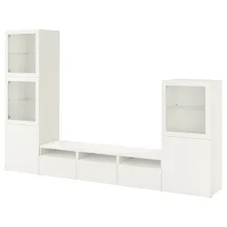 IKEA BESTÅ (694.063.85) комбінація для телевізора / скляні двері, біле / Lappviken біле прозоре скло