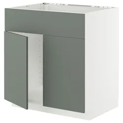 IKEA METOD(795.659.39) тумба, раковина, 2 двері/фасади, білий/Nickebo матовий сіро-зелений