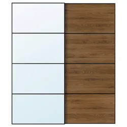 IKEA AULI / MEHAMN(796.157.79) Ковзаючі двері, Чорне дзеркало/2 -й горіх