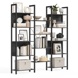 Подвійна чорна книжкова шафа для 14 полиць