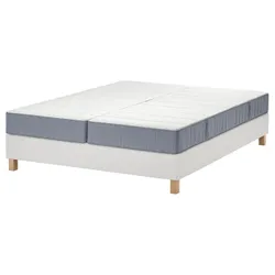 IKEA LYNGÖR(895.534.41) континентальне ліжко, Vesteröy твердий/середньотвердий/блакитний білий