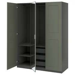 IKEA PAX / KAMMARTORP/GRIMO(895.792.57) Комбінація гардеробу, темно -сірий/сірий -зелений дзеркало