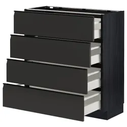 IKEA METOD / MAXIMERA(894.956.77) шафа з 4 фасадами/4 ящиками, чорний/Upplöv матовий антрацит