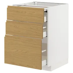 IKEA METOD / MAXIMERA(595.380.89) шафа з висувною стільницею/3 ящики, білий/імітація Воксторпа дуб