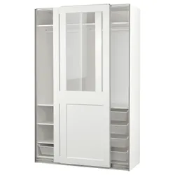 IKEA PAX / GRIMO(195.022.71) шафа з розсувними дверима, білий/прозоре скло біле