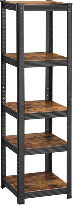 SONGMICS 5-ярусна полиця для зберігання, 37 x 37 x 150 см, місткість 400 кг, регульовані дошки, індустріальний стиль, для кухні,