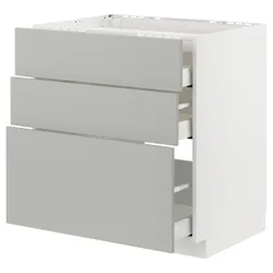 IKEA METOD / MAXIMERA(295.392.07) шафа для варильної панелі/3 фасади/3 ящики, білий/Хавсторп світло-сірий