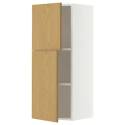 IKEA METOD(896.003.53) настінна шафа з полками/2 двері, Білий/Сінарп навколо дуба