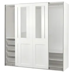 IKEA PAX / GRIMO(795.022.54) шафа з розсувними дверима, білий/прозоре скло біле