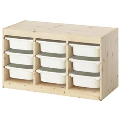 IKEA TROFAST(195.747.34) Полиця з контейнерами, легка сосна, пофарбована в білий/білий