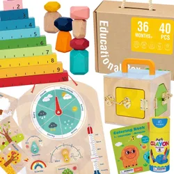 ОСВІТНЯ КОРОБКА MONTESSORI XXL СЕНСОРНА 6 в 1 + ІГРАШКА TooKY на 3 роки