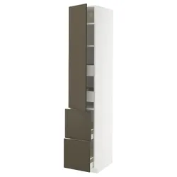 IKEA METOD / MAXIMERA(295.584.46) висока шафа з полицею/4 ящики/двері/2 фасади, білий/Хавсторп коричнево-бежевий