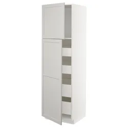 IKEA METOD / MAXIMERA(994.664.67) 2-дверна / 4-ящикова висока шафа, білий/Lerhyttan світло-сірий