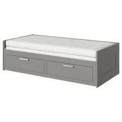 IKEA BRIMNES(295.900.12) Рівень з 2 ящиками, 2 матраци, сірий/Åfjäll середній