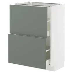 IKEA METOD / MAXIMERA(295.660.74) шафа для підлоги з 2 ящиками, білий/Nickebo матовий сіро-зелений