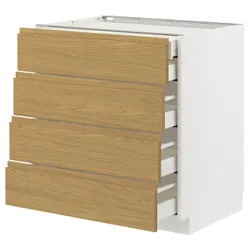 IKEA METOD / MAXIMERA(495.379.19) Шафа з 4 фасадами/2 низькими/3 середніми ящиками, білий/імітація Voxtorpа дуб