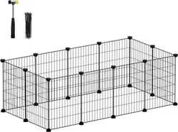 SONGMICS LPI001B01 Клітка для морської свинки, закрита, кролик, вправа, метал, модульна, хом'як, маленькі тварини, чорний