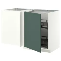 IKEA METOD(796.057.61) кутова тумба з високою полицею, білий/Aspudden темно-сіро-зелений