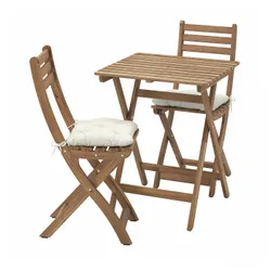 IKEA ASKHOLMEN(995.753.10) Таблиця+2 розкладні стільці, зовні, темно -коричневий/куддарна світло -сірий -рог