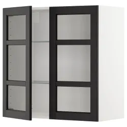 IKEA METOD(294.561.36) напівпансіон / 2 скляних двері, білий/забарвлений лерхітановим чорним