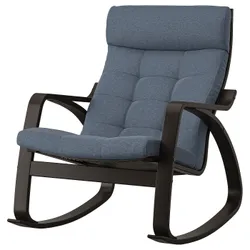 IKEA POÄNG(895.022.15) Крісло качалка, чорно-коричневий/Gunnared синій