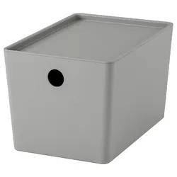 IKEA KUGGIS(495.967.63) контейнер з кришкою, світло -сірий