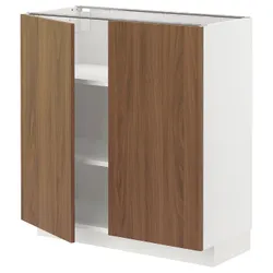 IKEA METOD(995.197.53) підлогова шафа/полиці/2 двері, білий/Тісторп імітація коричневого горіха