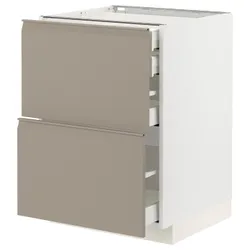 IKEA METOD / MAXIMERA(794.916.46) Шафа з 2 фасадами/2 низьким/середнім/високим ящиком, білий/Upplöv матовий темно-бежевий