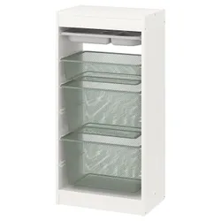 IKEA TROFAST(895.332.45) полиця з контейнерами/підносом, біло-сірий/світло-зелено-сірий