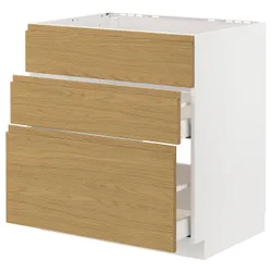 IKEA METOD / MAXIMERA(095.379.21) шафа для варильної панелі/витяжки з висувним ящиком, білий/імітація Воксторпа дуб