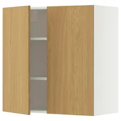 IKEA METOD(996.008.33) настінна шафа з полками/2 двері, Білий/Сінарп навколо дуба