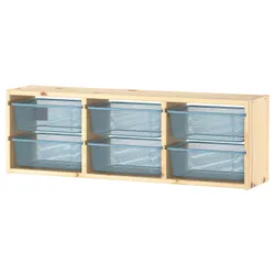 IKEA TROFAST(494.782.03) настінна шафа, світла морилка сосни білий/сіро-блакитний