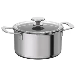IKEA HEMKOMST(405.131.40) горщик з кришкою, нержавіюча сталь/скло
