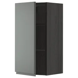 IKEA METOD(394.557.25) навісна шафа з полицями, чорний / Voxtorp темно-сірий