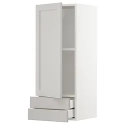 IKEA METOD / MAXIMERA(694.697.21) навісна шафа, двері / 2 ящика, білий/Lerhyttan світло-сірий