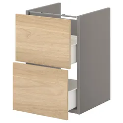 IKEA ENHET(593.210.42) тумба під умивальник з 2 ящиками, сірий / імітація дуб