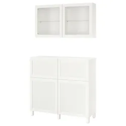 IKEA BESTÅ(994.124.98) поєднання полиці з дверцятами/шухлядами, біле / Hanviken / Stubbarp біле прозоре скло