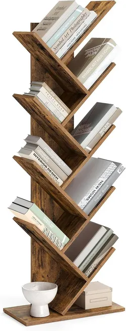 VASAGLE Tree Bookcase, 8-ярусна підлогова книжкова шафа, компактна кутова полиця, з полицями, для спальні, вітальні, офісу,