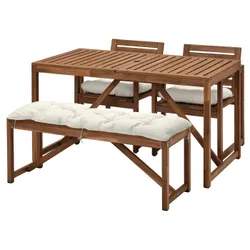 IKEA NÄMMARÖ(895.752.35) Таблиця+2 стільці+лавка, зовні, світло -коричневий/куддарна світло -сірий -рог