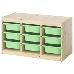 IKEA TROFAST(695.748.59) Полиця з контейнерами, Світла сосна, фарбована білим/світло -зеленим