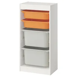IKEA TROFAST(595.751.90) Полиця з контейнерами, Білий світло -помаранчевий/сірий