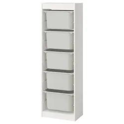 IKEA TROFAST(695.754.77) Полиця з контейнерами, білий/сірий
