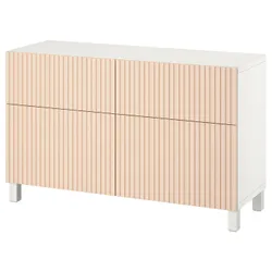 IKEA BESTÅ (394.215.23) поєднання полиці з дверцятами/шухлядами, білий / Björköviken / березовий шпон Stubbarp