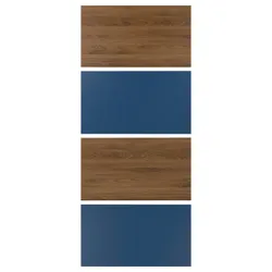 IKEA MEHAMN(606.057.61) 4 панелі для розсувної дверної рами, горіх/синій