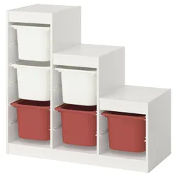 IKEA TROFAST(695.733.98) Полиця з контейнерами, Білий/червоний білий