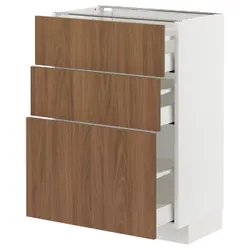 IKEA METOD / MAXIMERA(495.197.22) шафа для підлоги з 3 ящиками, білий/Тісторп імітація коричневого горіха