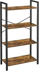 VASAGLE Bookcase 4 рівня, книжкова шафа, шафа для зберігання, для офісу, вітальні, спальні, 30 x 66 x 120 см, індустріальний